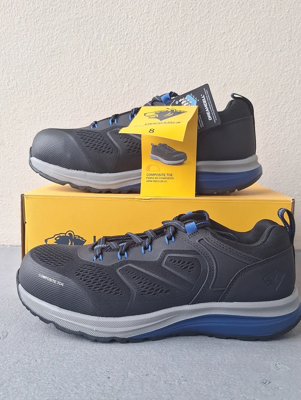 Herman Survivors Cassle Men's Black Safety Sneakers Composite Toe Size 8 NWT